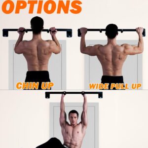 Fitarc Heavy Duty Wall Mount Pull Up Bar, Joist Mount Chin Up Bar for Doorway, Steel Construction, Home Gym Equipment, Fits 32”-36” Wall Studs