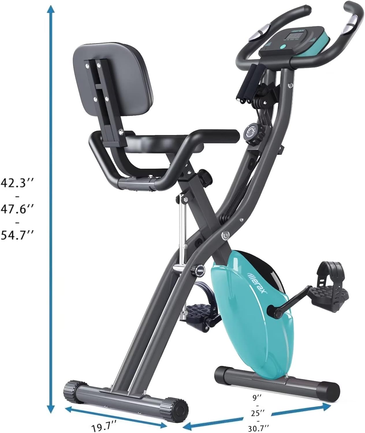 Merax Exercise Bike,Workout Bikes for Home,Folding Stationary Bikes for Home with 16-Level Magnetic Resistance, 300LBS Capacity X-Bike Indoor Exercise Equipment with Heart Rate Sensor & LCD Monitor - Image 7