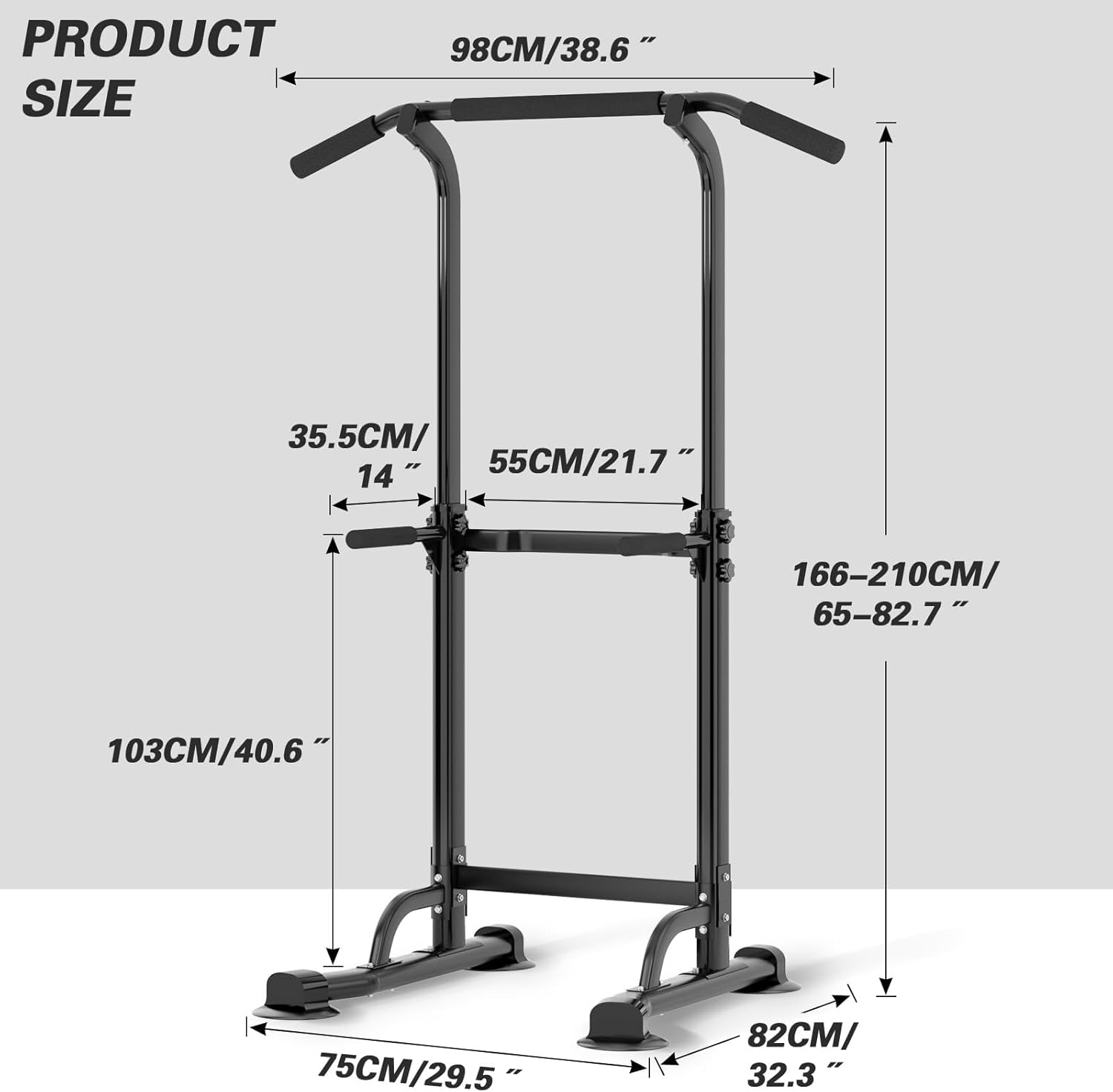 soges Power Tower Pull Up Bar Station, Free Standing Pull Up Rack Dip Station for Home Gym, Height Adjustable Home Strength Training Fitness Workout Equipment - Image 4