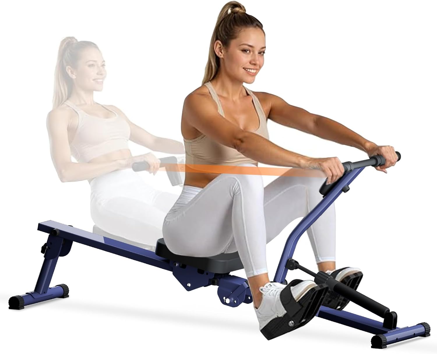 Rowing Machines for Home, Hydraulic Rower Compact Foldable, 300LBS Weight Capacity with 12 Levels Adjustable Resistance for Full-Body Cardio Workouts