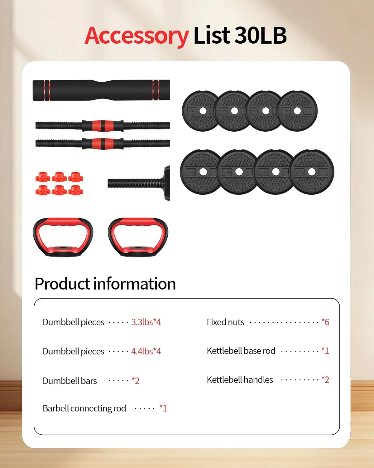 Adjustable Dumbbells,20/30/40/60/80lbs Free Weight Set with Connector, 4 in1 Dumbbells Set Used as Barbell/Kettlebells/Push up Stand, Fitness Workout Equipment for Home Gym for Youth,Women/Men - Image 2