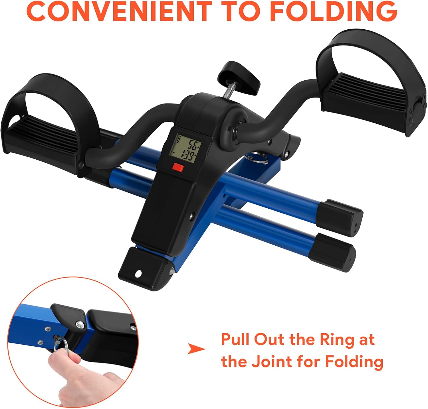 Folding Pedal Exerciser - Mini Exercise Bike Under Desk Bike Pedal Exerciser with LCD Display for Arms and Legs Workout, Portable Desk Bike Peddler Machine for Adults & Seniors - Image 7