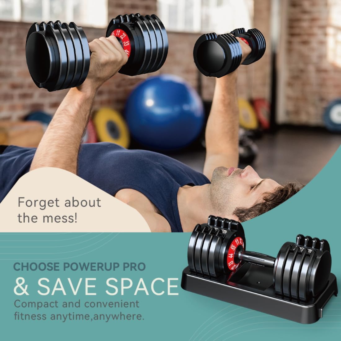 25/55lbs Adjustable Dumbbells Set, Dumbbells with Anti-Slip Metal Handle for Exercise & Fitness Fast Adjust Weight for Full Body Workout Fitness - Image 3