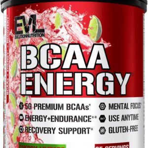 EVL BCAAs Amino Acids Powder – BCAA Energy Pre Workout Powder for Muscle Recovery Lean Growth and Endurance – Rehydrating Post Workout Recovery Drink with Natural Caffeine – Cherry Limeade