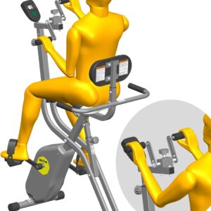 Folding Exercise Bike – Stationary Bikes for Home Use, Arms and Feet Workout, Foldable Indoor Cycling Machine – Magnetic with 8-Level Adjustable Resistance and 300 lbs Capacity