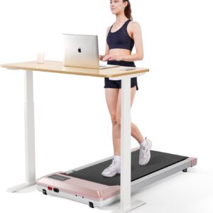 DeerRun Walking Pad, 2024 Upgrade Smart Under Desk Treadmill, 2.2HP Small Quiet Portable Treadmill, Walking Treadmill Under Desk, APP & Remote Control, Knee-Protective, No-Assembly