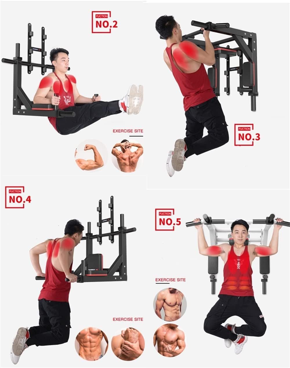 Multifunctional Wall Mounted Pull Up Bar/Chin Up bar,Dip Station for Indoor Home Gym Workout,Power Tower Set Gym Equipment 800LBS - Image 7