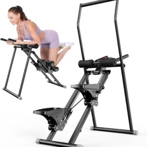 Foldable Stair Stepper Machine – AB Workout Equipment for Home Gym, Full-Body Cardio Workout Equipment with Adjustable Handlebar & Pedals