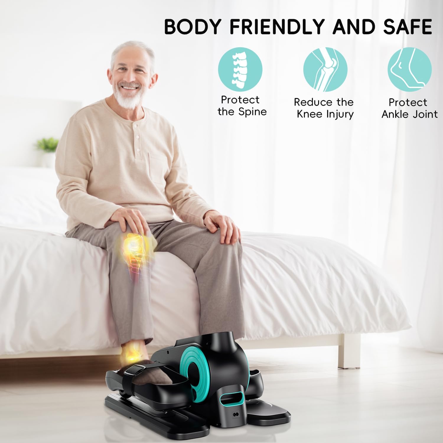 Under Desk Elliptical Machine, Morelax Ellipse Leg Exerciser for Seniors Fully Assembled, Quiet & Portable Electric Seated Pedal Exerciser with Remote Control & 12 Adjustable Speeds - Image 8