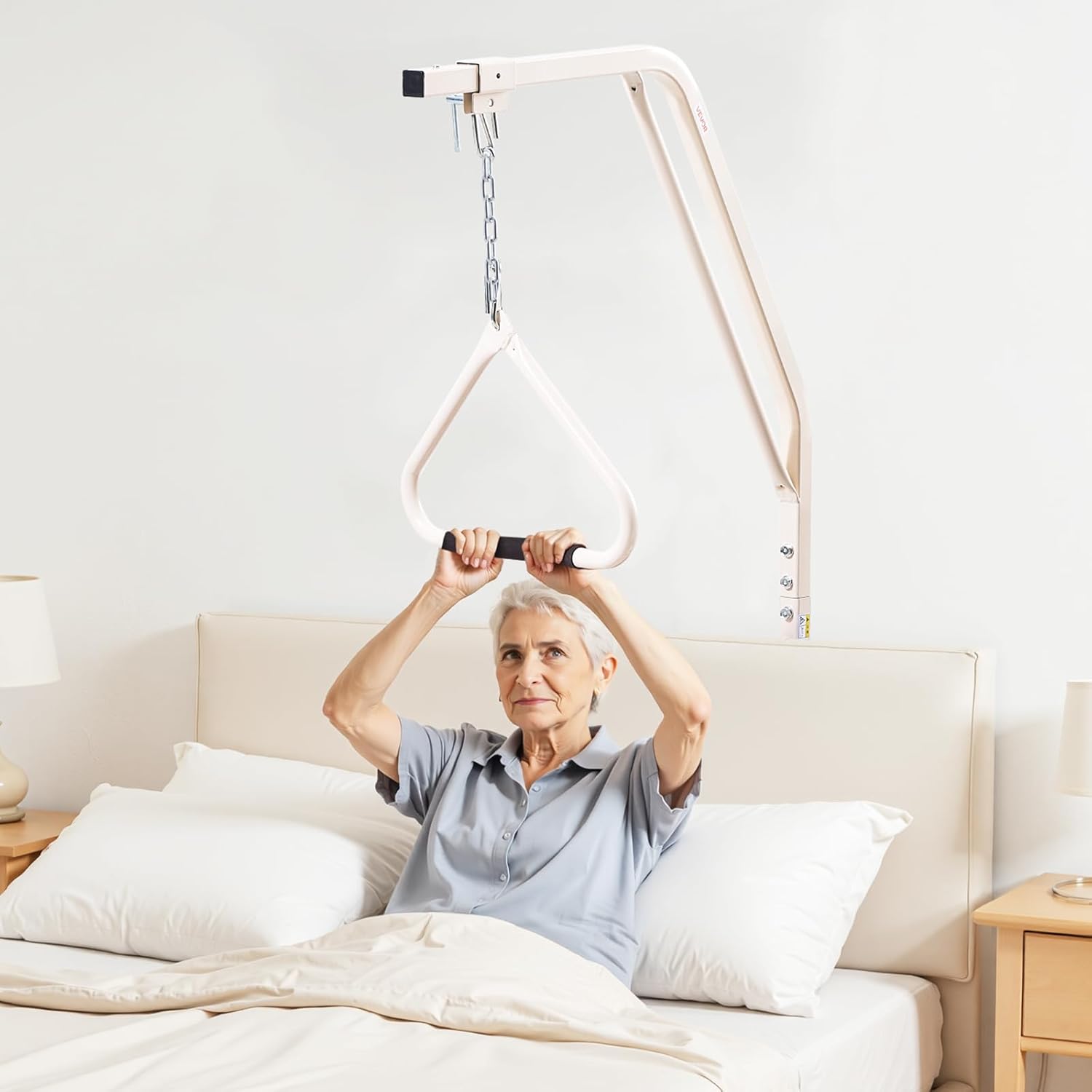 VEVOR Trapeze Bar for Bed Mobility, Medical Bed Trapeze with Clamps & Metal Chain, 250LBS Weight Capacity Beds Pull Up Assist for Elderly & Disabled, Ideal for Home Care, Hospitals, Nursing Homes - Image 8