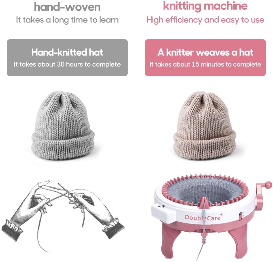 Knitting Machine 48 Needles,Smart Loom Knitting Machine with Row Counter,Knitting Board Rotating Double Knit Loom Machine for Adults/Kids Gift,DIY Knit Scarf Hat Sock(with Wool) - Image 2