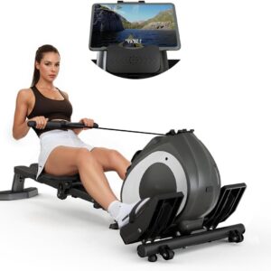 NAYSAYE Rowing Machine with LCD Display, Adjustable Resistance, Foldable Design, and [265-300] LBS Capacity for Home/Office Use