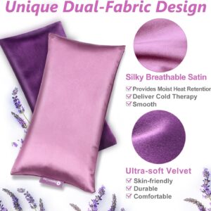 Lavender Eye Pillow for Relaxation, Yoga, Sleeping, Weighted Eye Mask Heated for Headache, Sinus, Dry Eyes Relief, Moist Heat Eye Compress, Meditation Accessories with Aromatherapy, Pack of 2