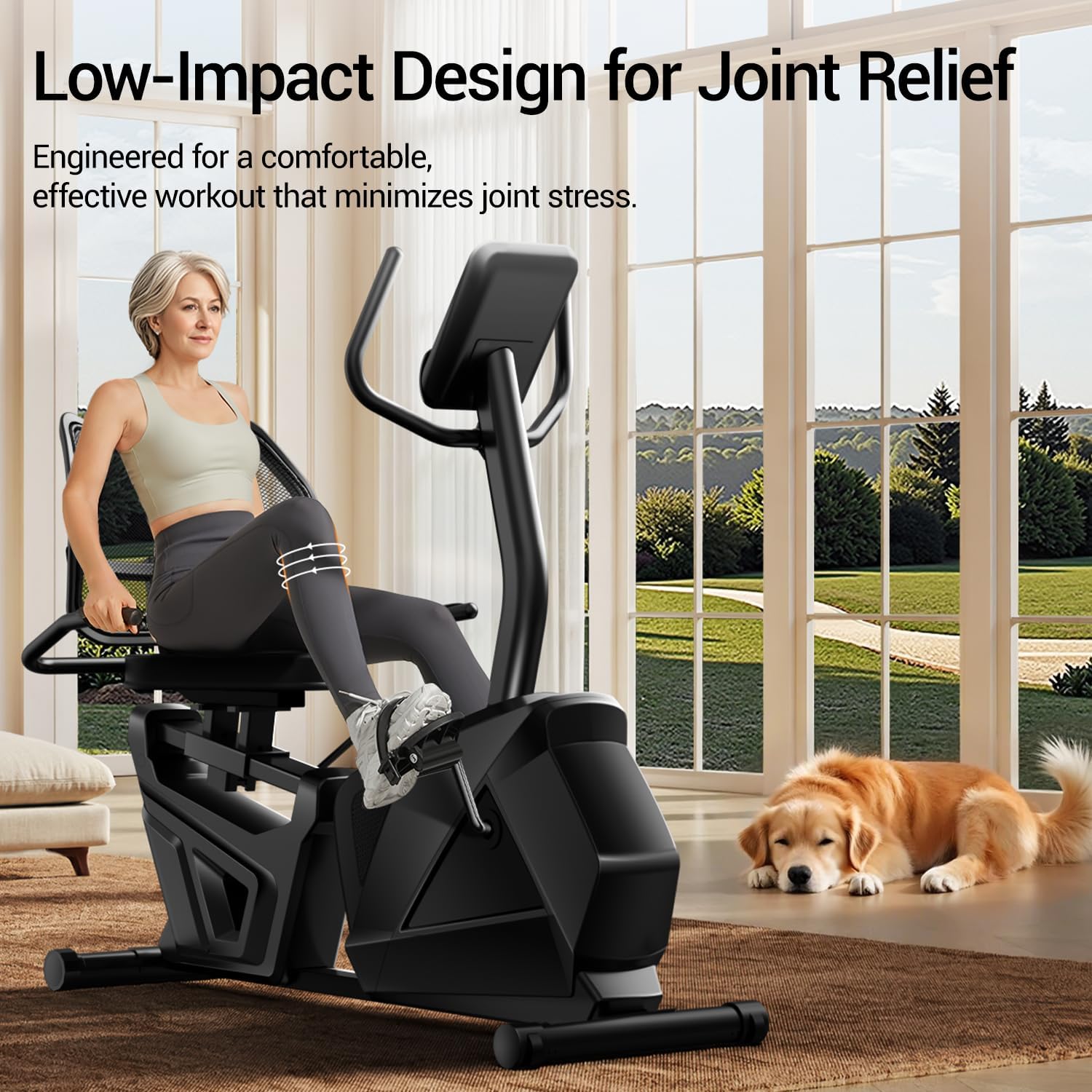CURSOR FITNESS Recumbent Exercise Bike, Stationary Bikes for Home with Adjustable Seat, 400 LBS Capacity, 16-Level Magnetic Resistance Recumbent Exercise Bike for Home Gym Cardio Workout Training - Image 8
