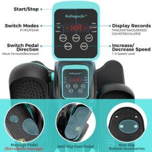 Under Desk Elliptical Machine, Electric Leg Exerciser for Seniors, Compact Seated Pedal Exerciser, Portable Elliptical Trainer with Remote and Non-Slip Pedals for Teens Adults