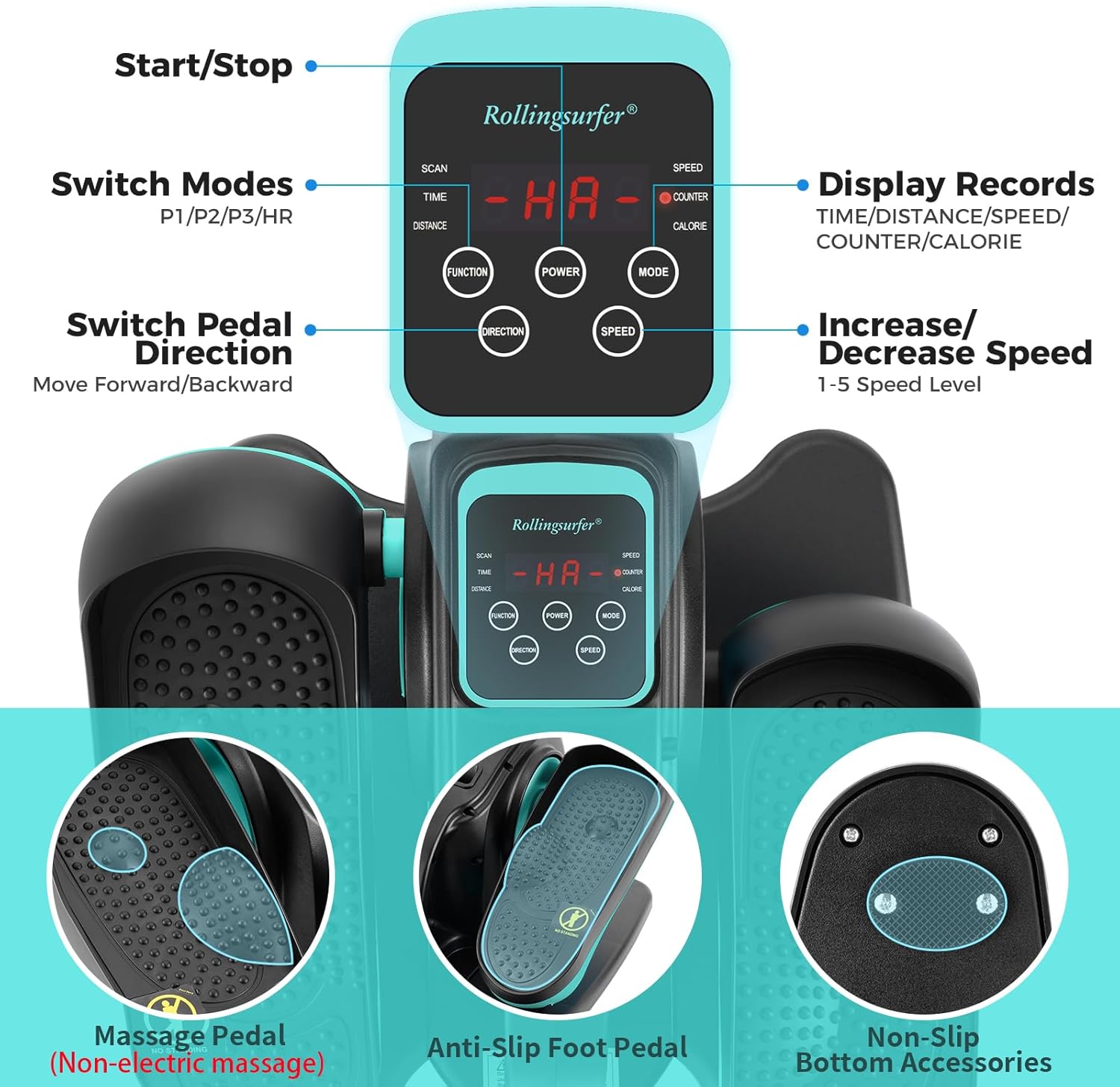 Under Desk Elliptical Machine, Electric Leg Exerciser for Seniors, Compact Seated Pedal Exerciser, Portable Elliptical Trainer with Remote and Non-Slip Pedals for Teens Adults - Image 2