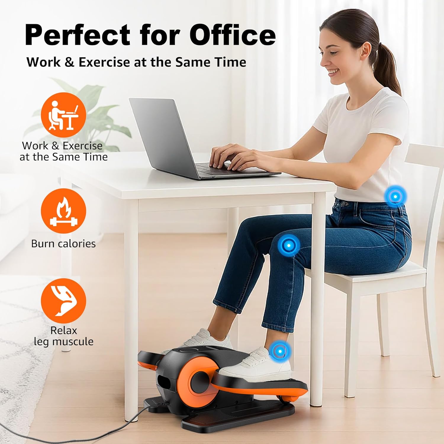 Under Desk Elliptical, Electric Leg Exerciser as Seen on TV for Seniors with 12 Adjustable Speed, Quiet Portable Electric Seated Pedal Exerciser Machine with Remote Control for Home Office - Image 4