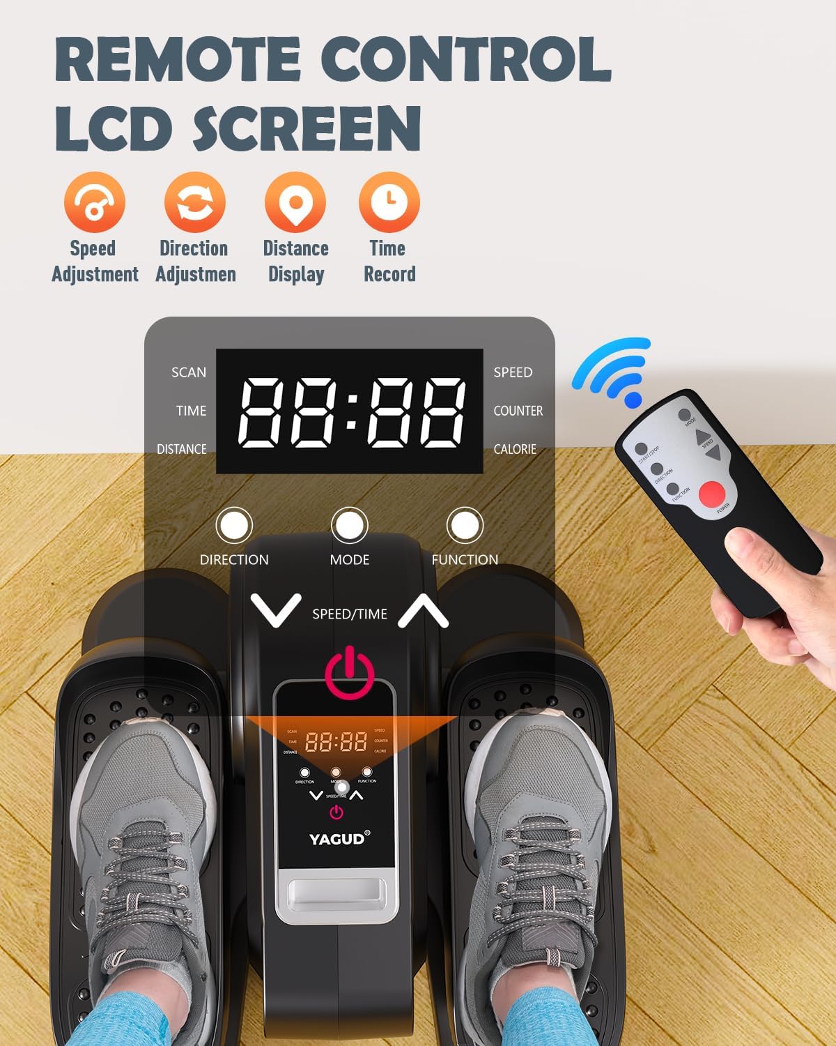 Under Desk Elliptical Machine, Ellipse Leg Exerciser for Seniors with 12 Adjustable Speed, Quiet & Portable Electric Machine Seated Pedal Exerciser with Remote Control for Home - Image 5