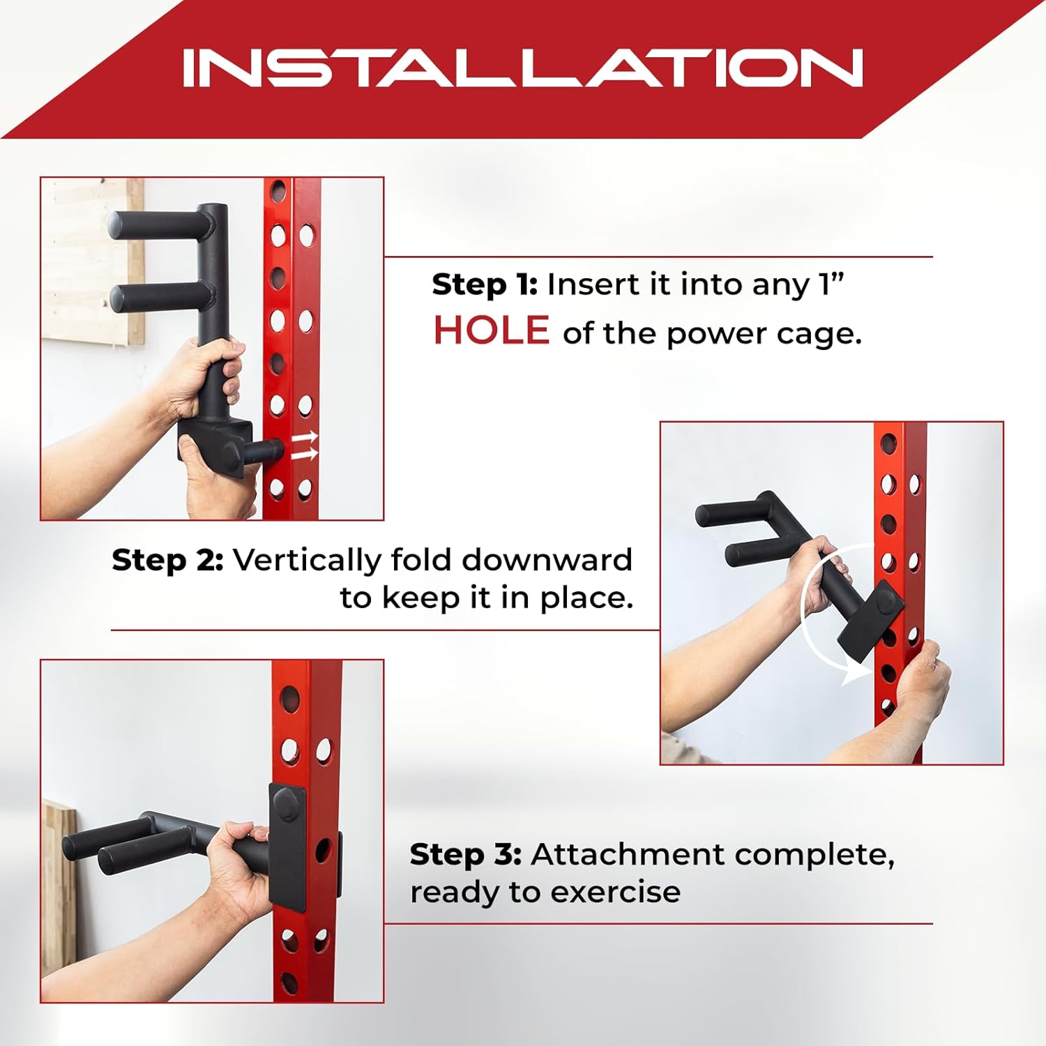 Yes4All Power Rack J-Hooks & Attachments – Heavy Duty Barbell Holders Compatible with 2x2 & 3x3 Power Racks for Home Gym - Image 6