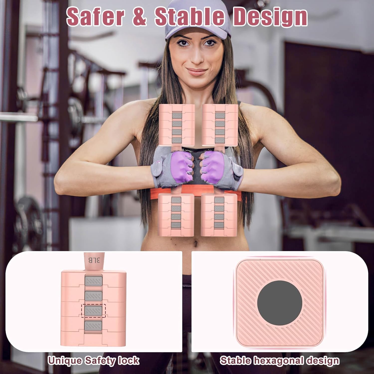 Adjustable Dumbbells Set of 2, 5-in-1 Adjustable Weight Dumbbells for Women/Men, 3lb/5lb/7lb/9lb/11lb Dumbbell Weights Set for Home Gym Workout - Image 4