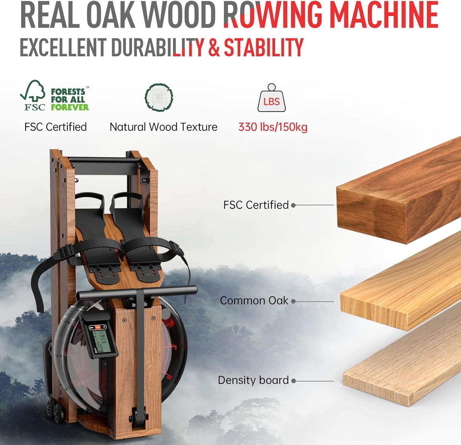 JOROTO Rowing Machines for Home Use, Foldable Rower Machine with Bluetooth Monitor, Tablet Holder Water Rowing Machine - Image 2