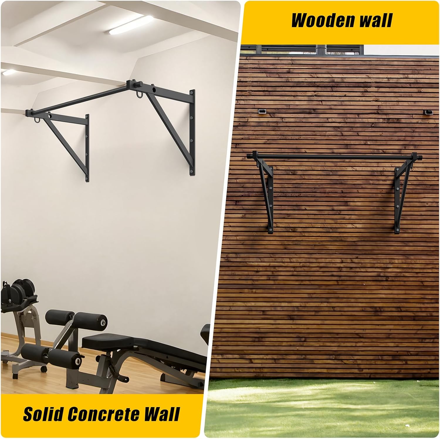 Wall Mounted Pull Up Bar, Adjustable Depth 51" Chin Up Bar, Strength Training Pull-Up Bars 500LBS Weight Capacity, Home or Garage Gym Chin Up Workout Training Station - Image 5