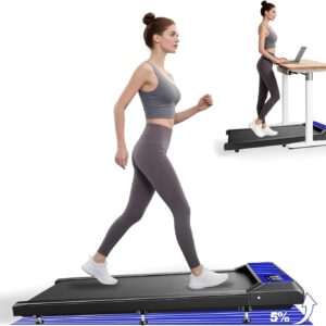 Walking Pad with Incline, Portable Under Desk Treadmill for Home Office, 2.5 HP Quiet Compact Walking Machine with Remote & LED Display,Speed/Time/Distance/Calories