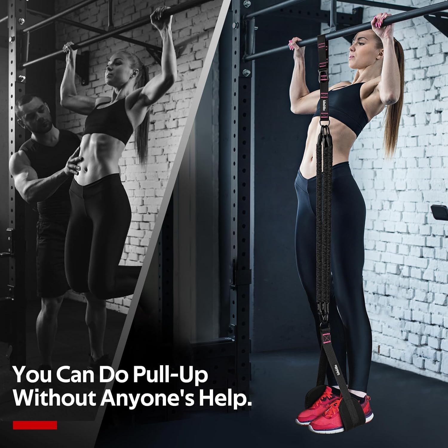Pull Up Assistance Bands Set, Heavy Duty Adjustable Pull Up Assist Band with Feet Rest, Strength Training Bands for Home Gym Fitness, Pull-Up Bar, Calisthenics and Body Stretching - Image 7