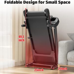 Foldable Treadmill 3.0 HP Quiet Brushless, 7.5 MPH, 300 LBS Capacity for Indoor Home Gym Use with Pulse Sensor LED Display Treadmill with Bluetooth Speaker
