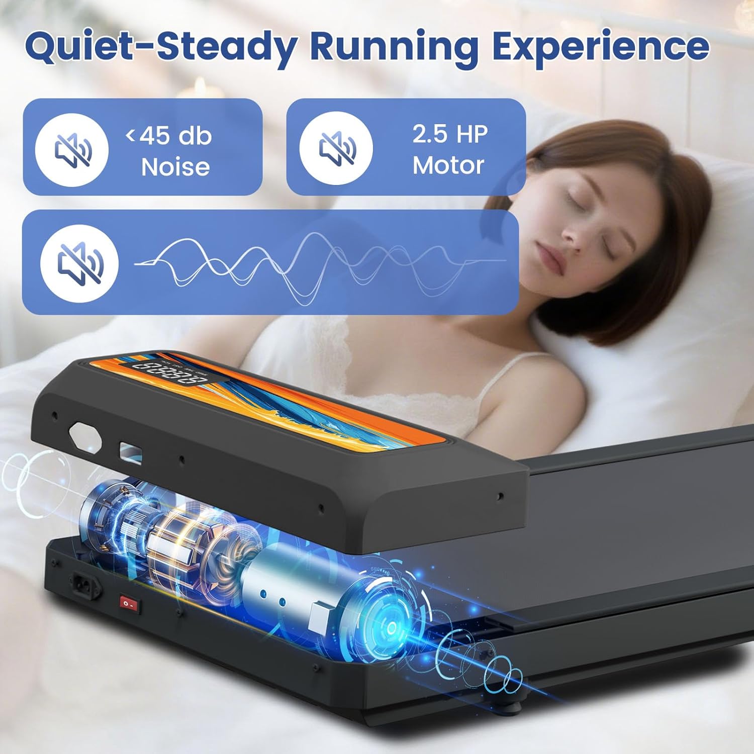 Walking Pad with Handle Bar, 2.5HP Walking Pad Treadmill with Incline, Portable Under Desk Treadmill for Home, 300LBS Capacity, Remote Control, Large LED Display - Image 3