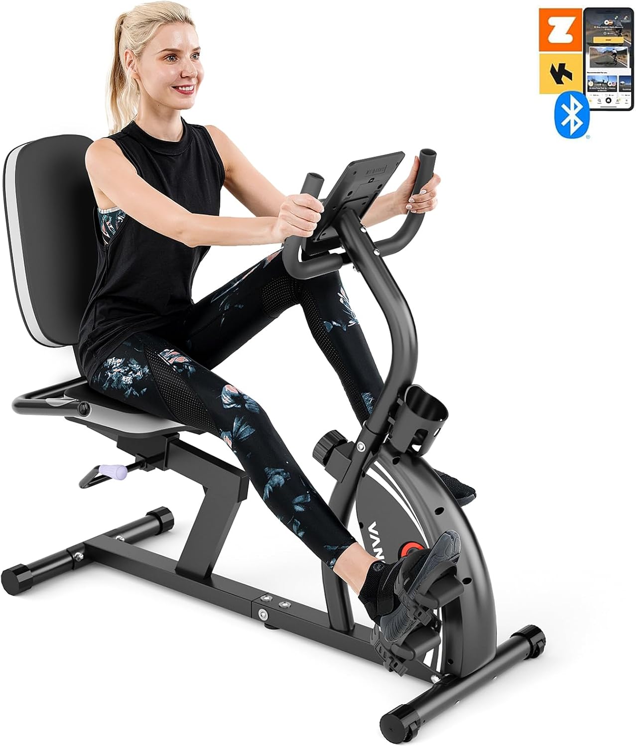 VANSWE Recumbent Exercise Bike for Adults Seniors - Recumbent Bikes for Home with Magnetic Resistance, Bluetooth and App Connectivity, Pulse Sensor - Image 7