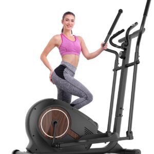 ANCHEER Elliptical Exercise Machine, Ultra-Silent Magnetic Elliptical Training Machines for Home Gym with Pulse Rate Grips, LCD Monitor, 14 Resistance Levels Max 400Lbs