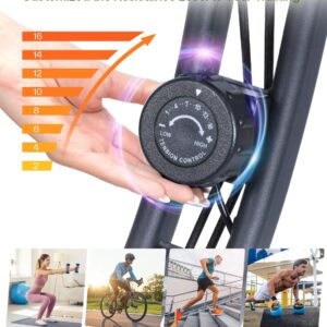 Foldable Exercise Bike Stationary Bike, Sportneer 4 in 1 Indoor Cycling Bike with 16 Level Magnetic Resistance Training Bike with Arm Resistance Band PVC Floor Mat Fitness Bike for Home Gym Workout