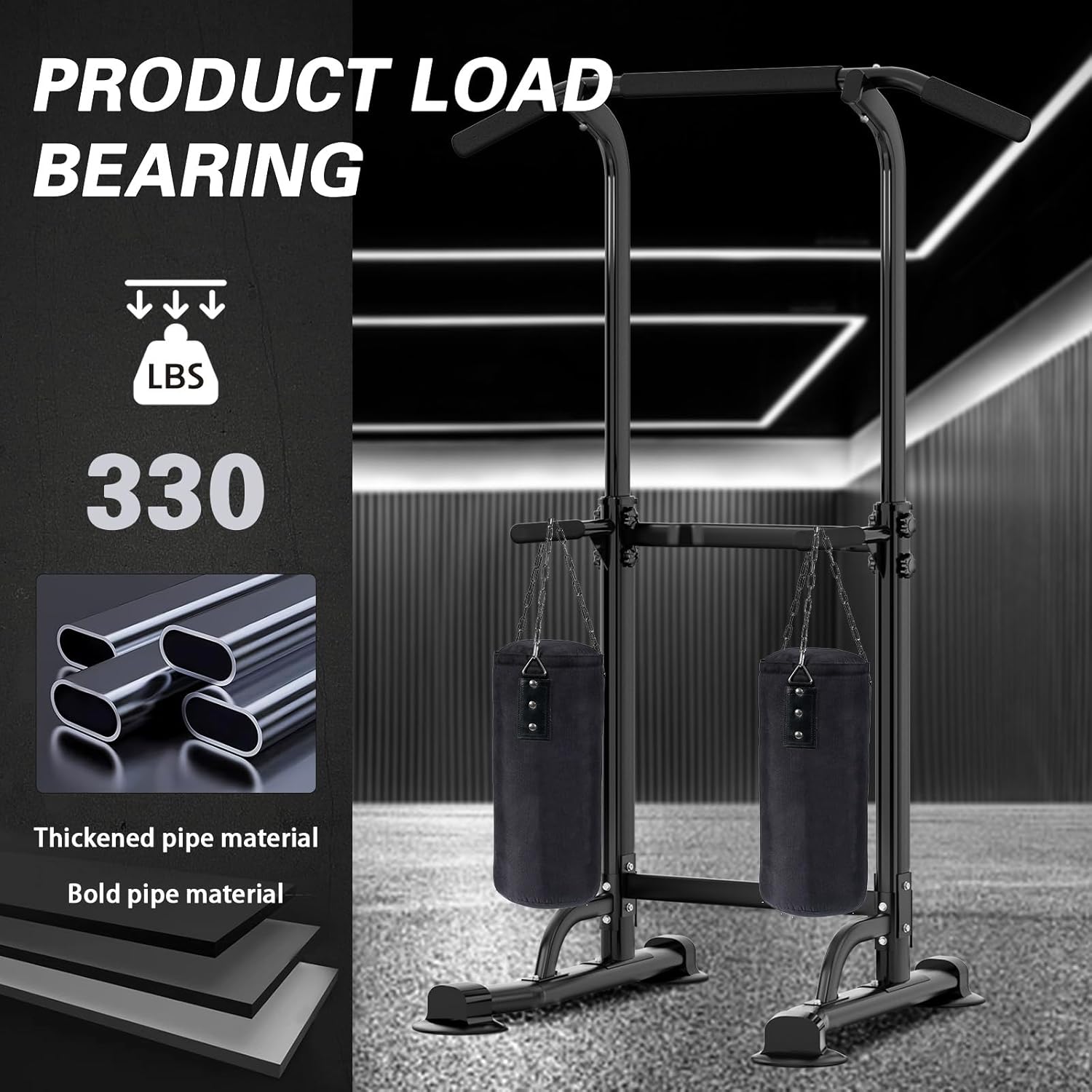 soges Power Tower Pull Up Bar Station, Free Standing Pull Up Rack Dip Station for Home Gym, Height Adjustable Home Strength Training Fitness Workout Equipment - Image 7