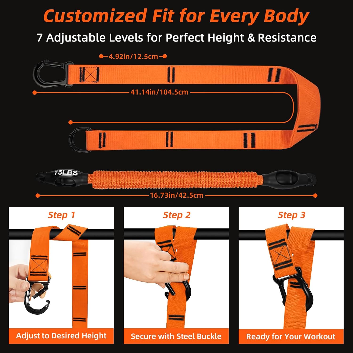 Pull Up Assistance Bands 350lbs, Adjustable Heavy Duty Resistance Band for Pull Up Bar Workout, Pullup Assist Bands with Feet Rest | Home Gym Fitness Exercise Strength Training - Image 6