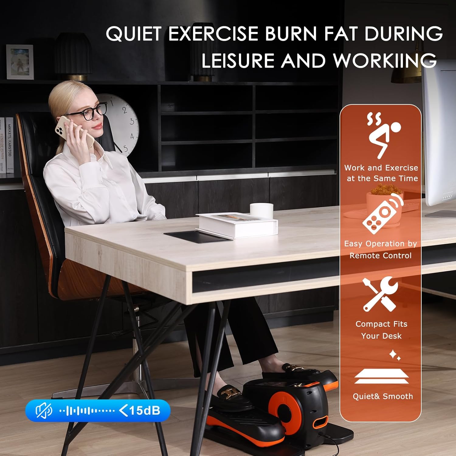 Under Desk Elliptical Machine, Ellipse Leg Exerciser While Sitting for Seniors, Ellipse Leg Exerciser as Seen on TV, Quiet & Portable Mini Seated Pedal Exerciser for Home Office Use - Image 3