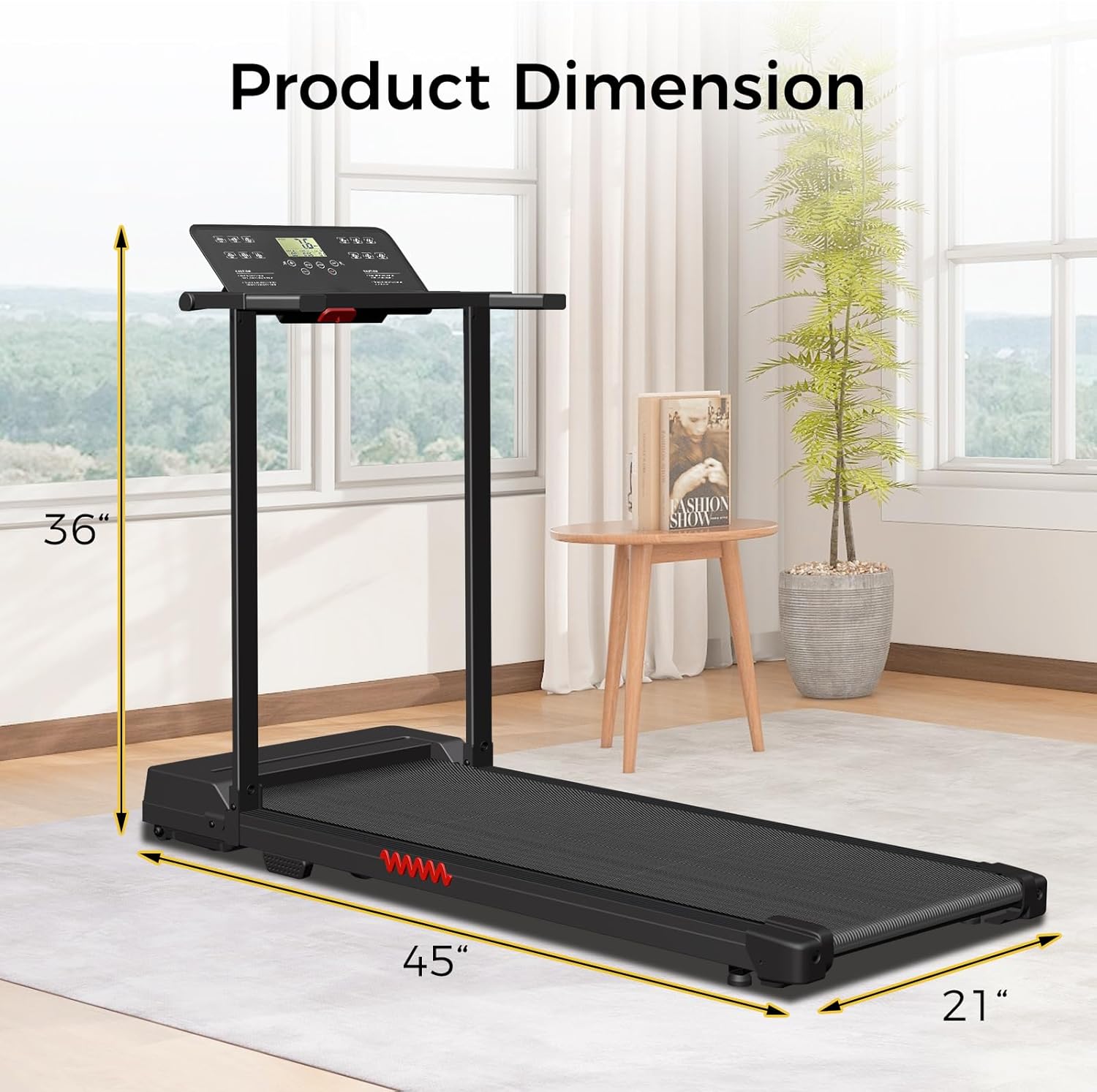 Treadmill with Handles, Treadmills for Small Spaces, 3.0HP Walking Pad Treadmills with Handle Bar & LED Display, Treadmill with Desk Workstation for Home Office, 320 LBS Capacity - Image 7