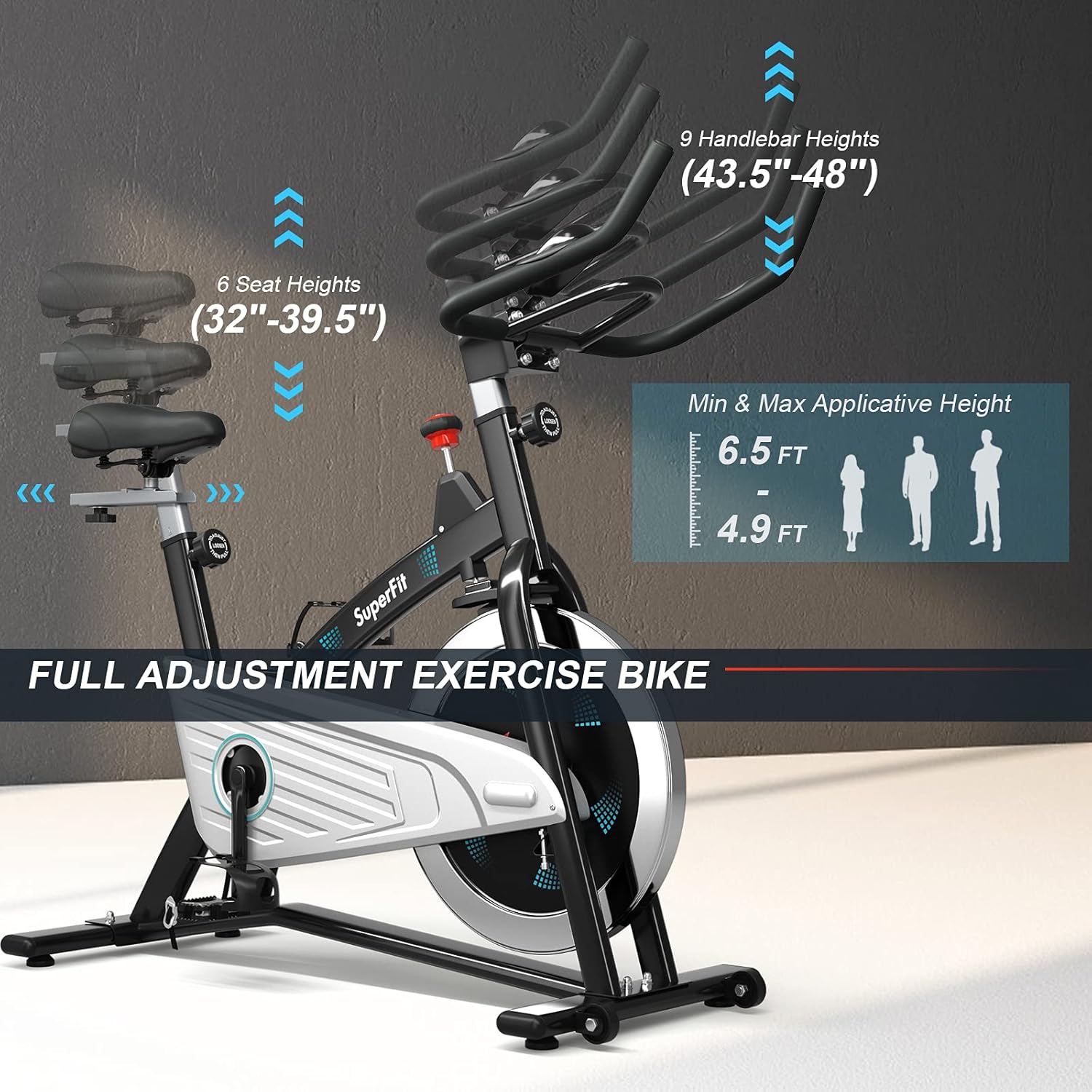 Goplus Magnetic Stationary Bike, Indoor Exercise Cycling Bike Smooth Belt Drive W/Heart Rate, LCD Monitor, Full Adjustment Near-silent Home Cardio Workout - Image 5