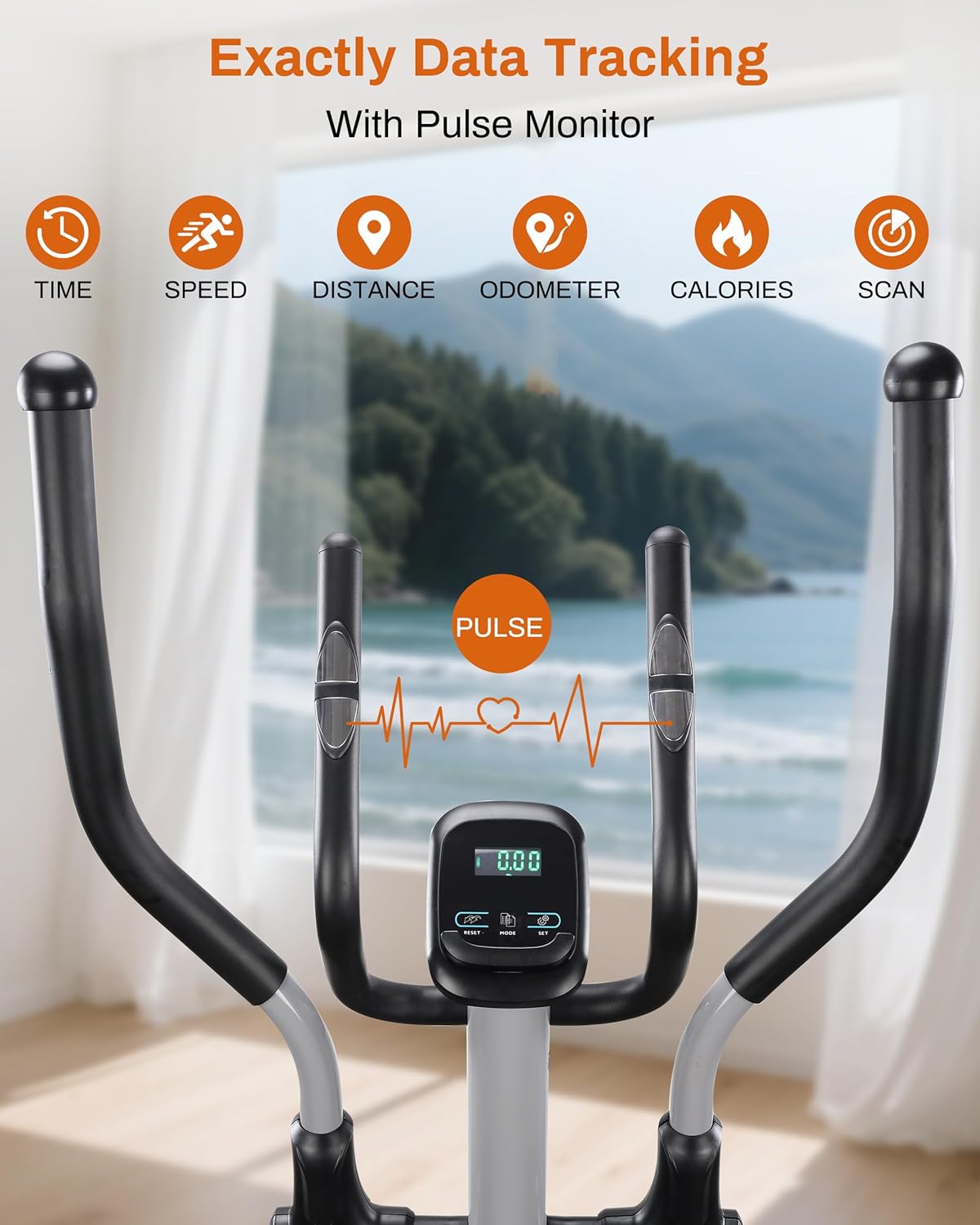 ECHANFIT Elliptical Exercise Machine, Hyper-Quiet Magnetic Elliptical Machine for Home, Elliptical Training Machines with 16 Resistance Levels, App Bluetooth, LCD Monitor, Pulse Sensor, Device Mount - Image 4