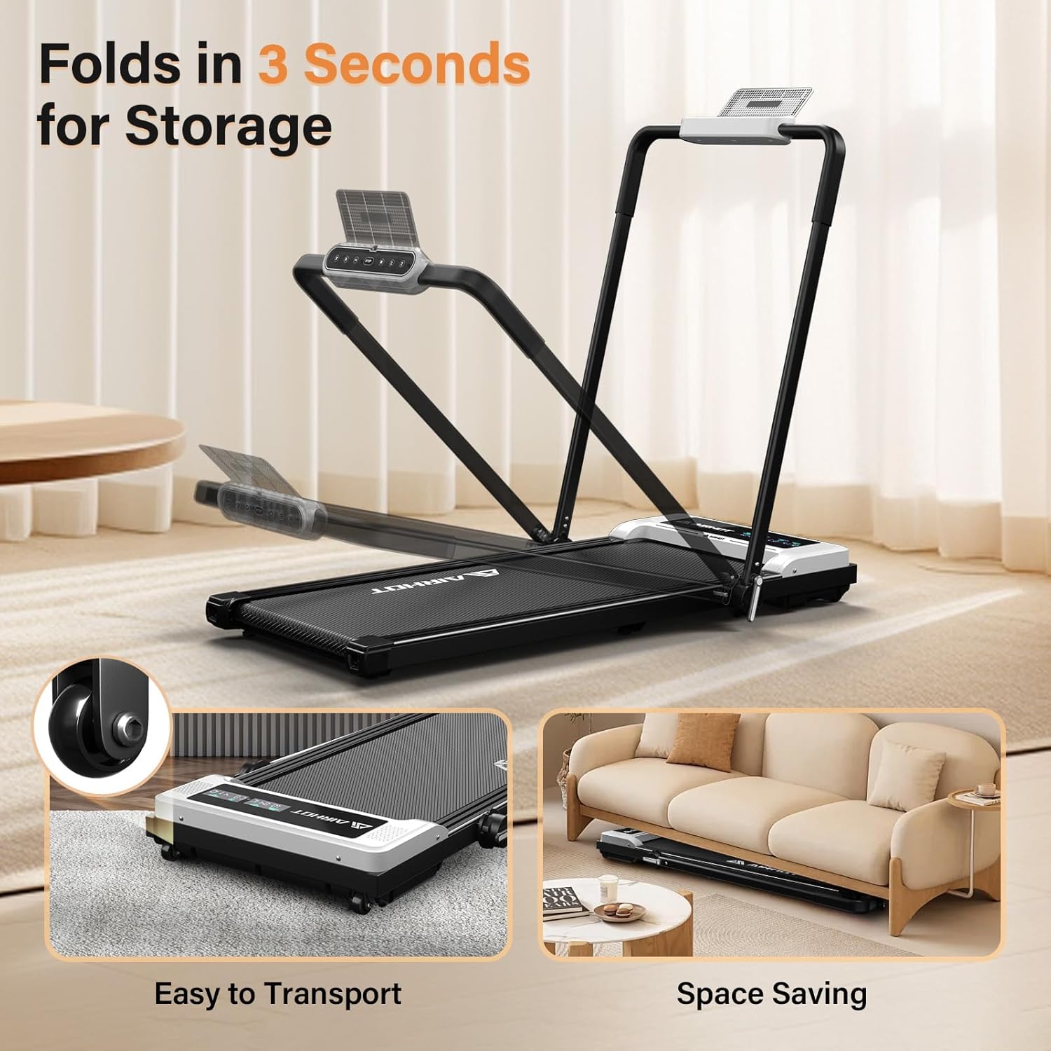 Walking Pad with Incline, 4 in 1 Under Desk Treadmill for Walking and Jogging, Portable Walking Treadmill with Remote Control Lanyard for Home, 2.5HP Low-Noise in LED Display - Image 3