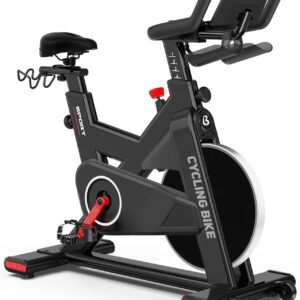 Exercise Bike, Stationary Bike for Home Cardio with Comfortable Seat Cushion, Adjustable Seat Handle, iPad Holder & 350 lbs Weight Capacity