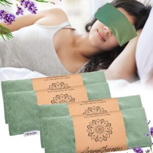 Eye Pillow for Sleeping, Headache Relief, Sinus Pressure, Weighted Eye Mask for Relaxation, Yoga, Moist Heat Eye Compress, Meditation Accessories, Lavender Gift Set for Women (Velvet Green 4 Pack)