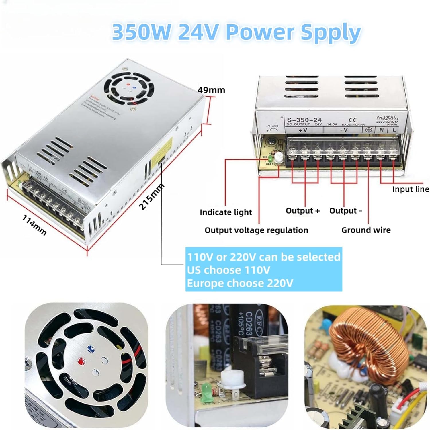 3 Axis CNC Controller Kit with Nema23 57mm Stepper Motor 3Nm 425 oz.in High Torque 2-Phase 3A, DM556 Step Motor Driver, 24V 350W Power Supply for Engraving Machine 3D Printer - Image 6