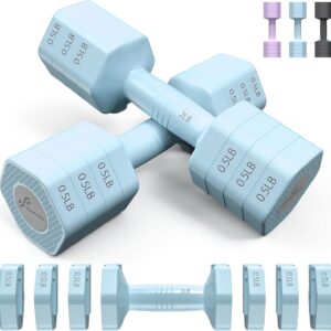 Sportneer Adjustable Dumbbells Hand Weights Set: 4 In 1 Weight Each 2lb 3lb 4lb 5lb Free Weights Dumbbells Set for Women Fast Adjust Dumbbell Set for Men Home Gym Workout Strength Training Exercise
