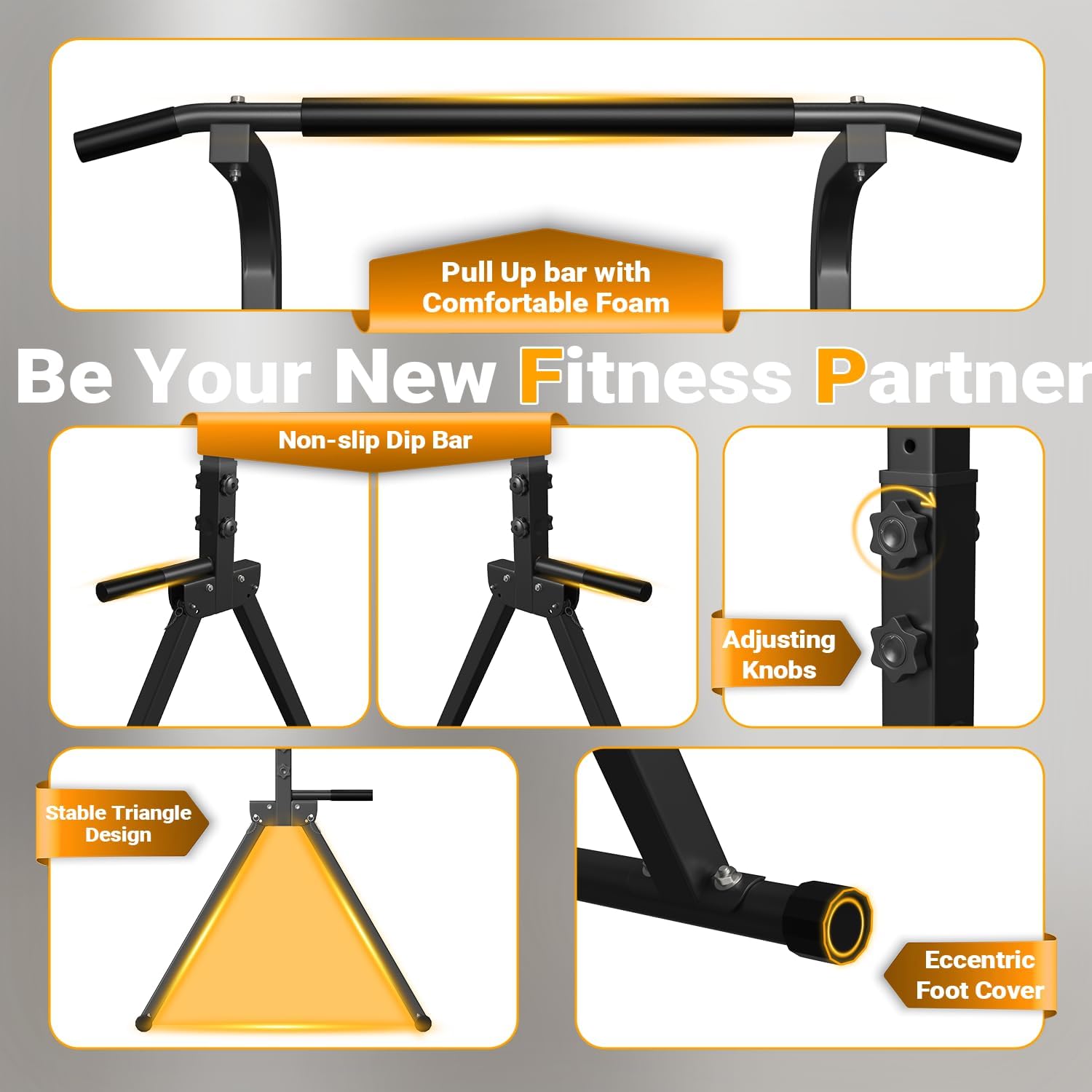 Foldable Pull Up Bar Free Standing Multi-function Power Tower Dip Bar Home Gym Strength Training Equipment 300 LBS Weight Capacity - Image 6