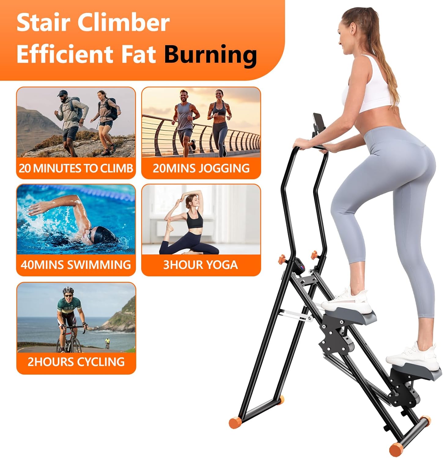Stair Stepper with Adjustable Resistance for Home Cardio Workout,Upgraded Vertical Climber Machine Full-Body Workout,Compact Folding Exercise Climber, Adjustable Handlebar & Pedals - Image 3
