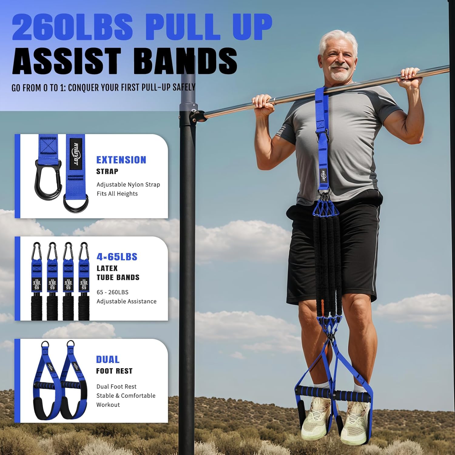 Pull Up Bands, Heavy Duty Resistance Bands with Handle, Workout Bands for Pull Up Bar, Pullup Assist Band Set for Exercise, Full Body Workout, Home Gym for Enhanced Strength, Muscle Training - Image 2