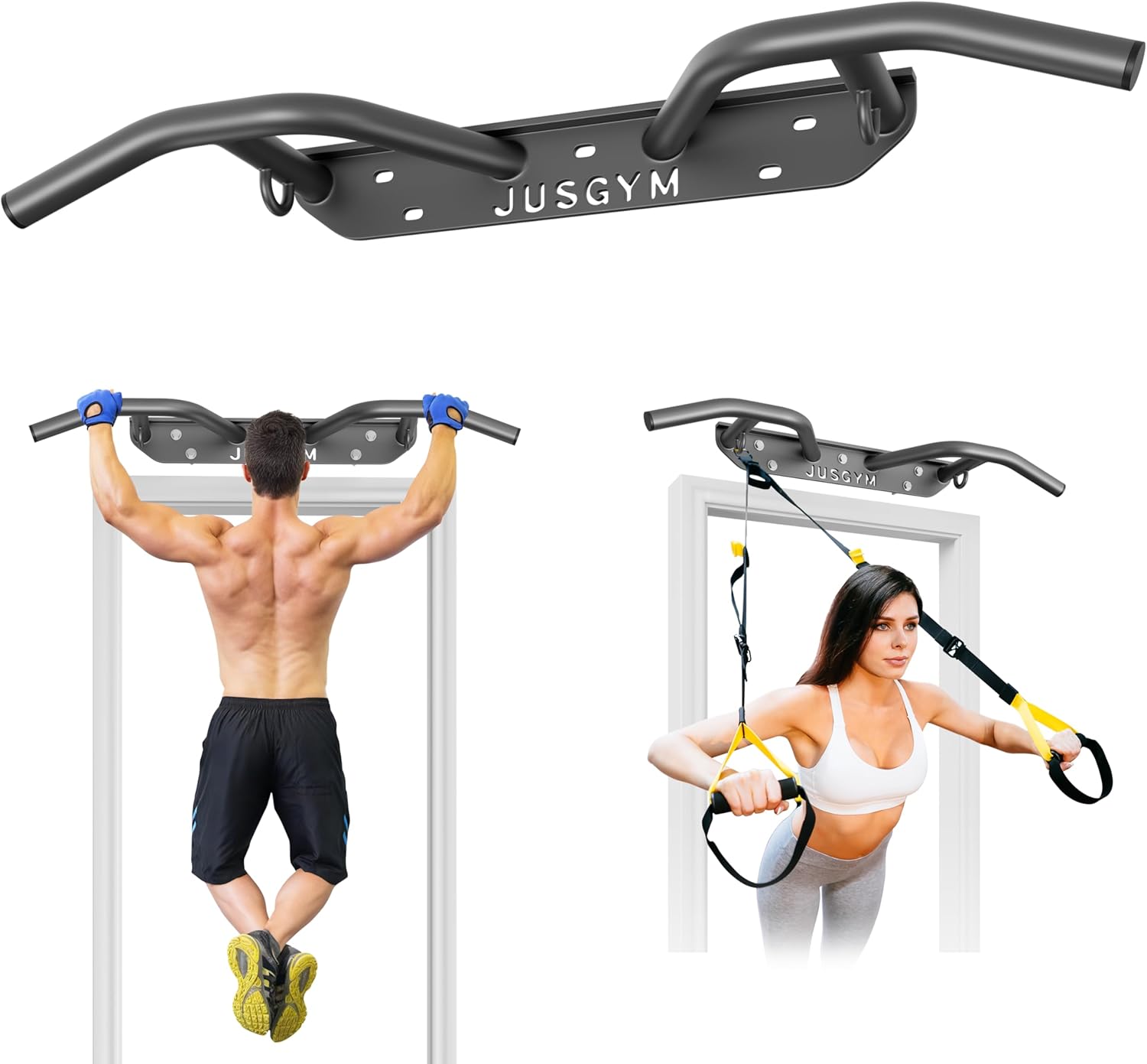 Wall Mounted Pull Up Bar - Heavy Duty Chin Up Bar, Pull-Up Bar Support Beam or Joist Mounted, Multifunctional Fitness Bar, 600LBs Capacity
