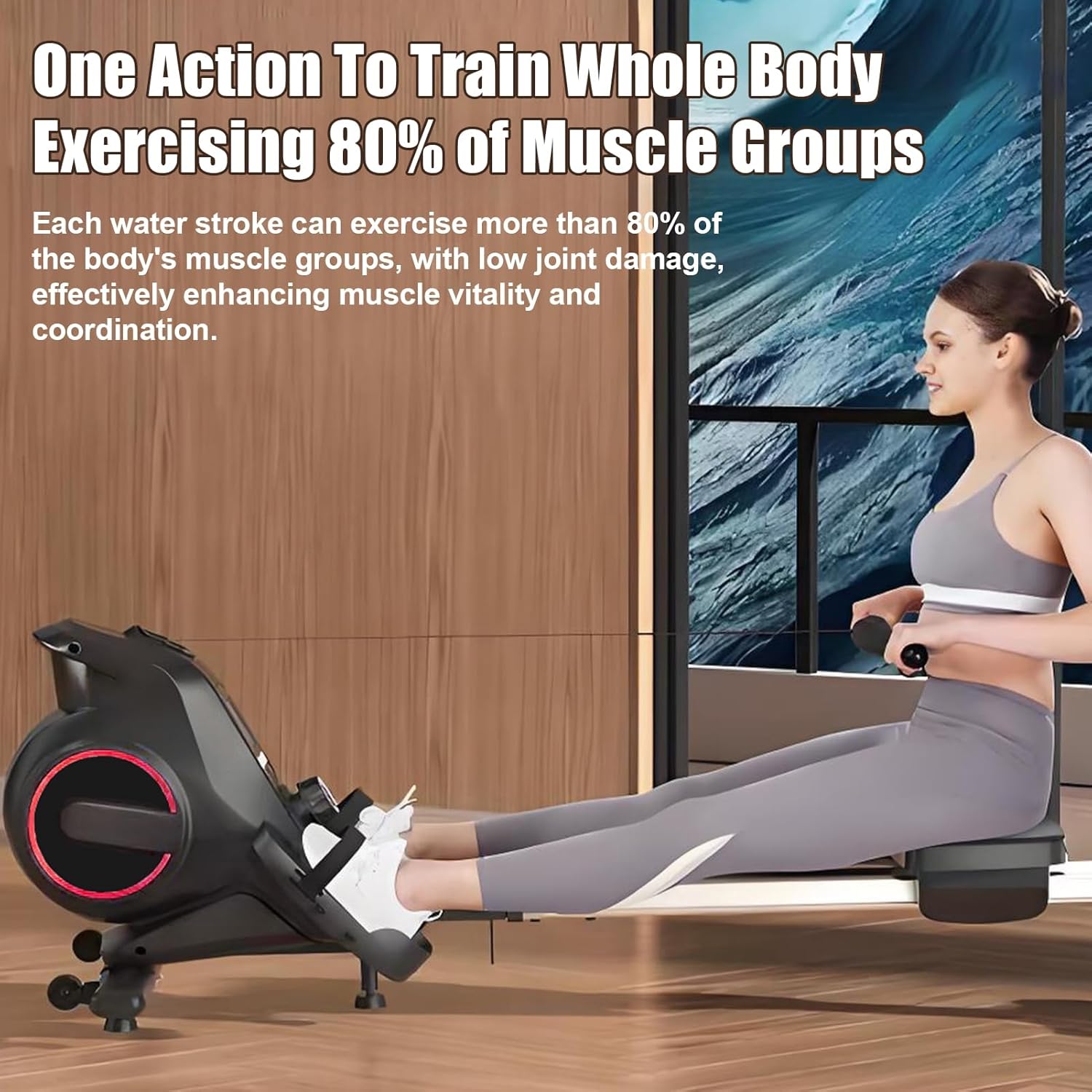 YOXIER Foldable Rowing Machine for Home - 350lb Weight Capacity, 8-Level Magnetic Resistance, Quiet Cardio Workout Machine with Tablet Holder - Compact Design for Home Gym, Apartment & Small Spaces - Image 3