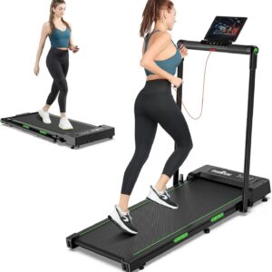 THERUN Walking Pad, 2 in 1 Foldable Treadmills for Home, 2.5HP Under Desk with Handle Bar, 16″ Widened Running Belt, with Remote Control & LED Touch Screen
